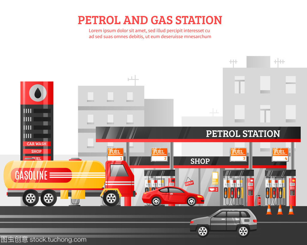 天然气和汽油站图