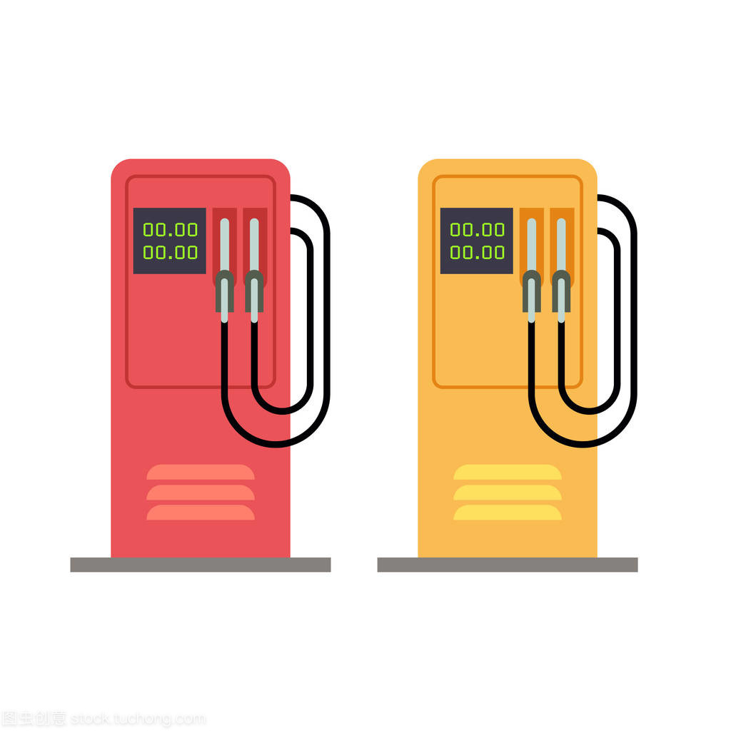煤气站泵与汽油汽油平面矢量图